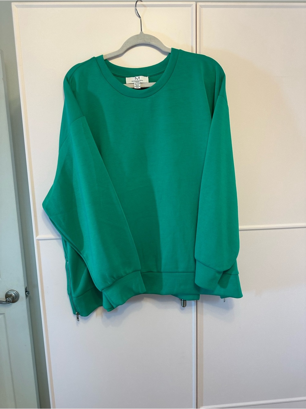 Magaschoni Emerald Green Crewneck Sweatshirt with side zippers